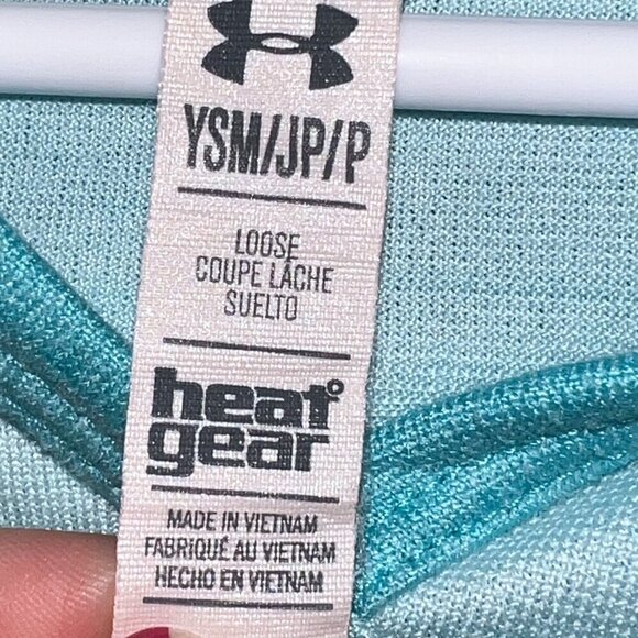 Under Armour Girl's Heat Gear Lightweight Hooded Pullover Aqua Size S - Picture 3 of 4